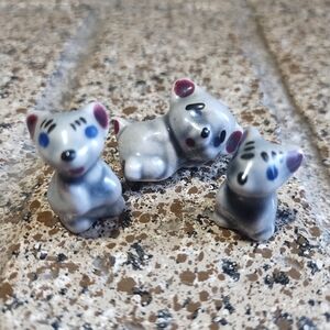 Vintage Mouse Figurine Micro Miniature Tiny Ceramic Set Of 3